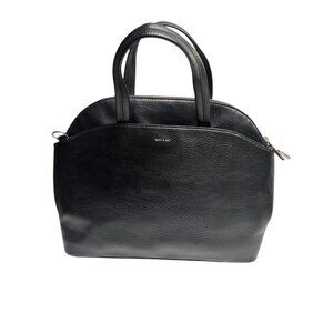 Matt & Nat Black Faux Leather Handbag With Dual Handles & Top Zipper Closure